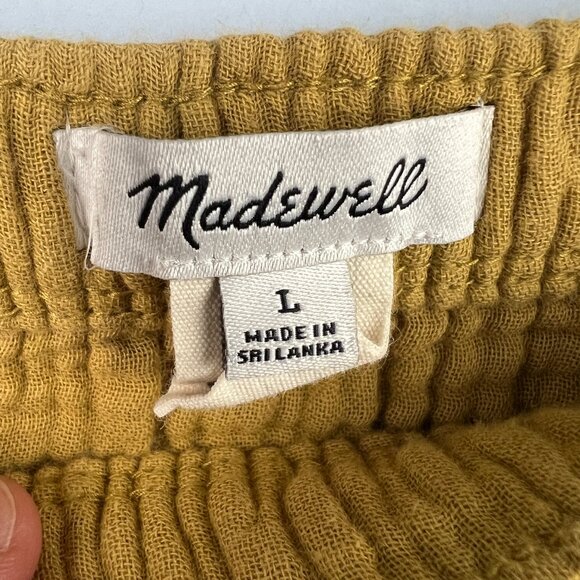 Madewell Lightspun Pull-On Mid-Rise Joggers Size L Crinkle‎ Waffle Earthen Gold - Picture 5 of 11